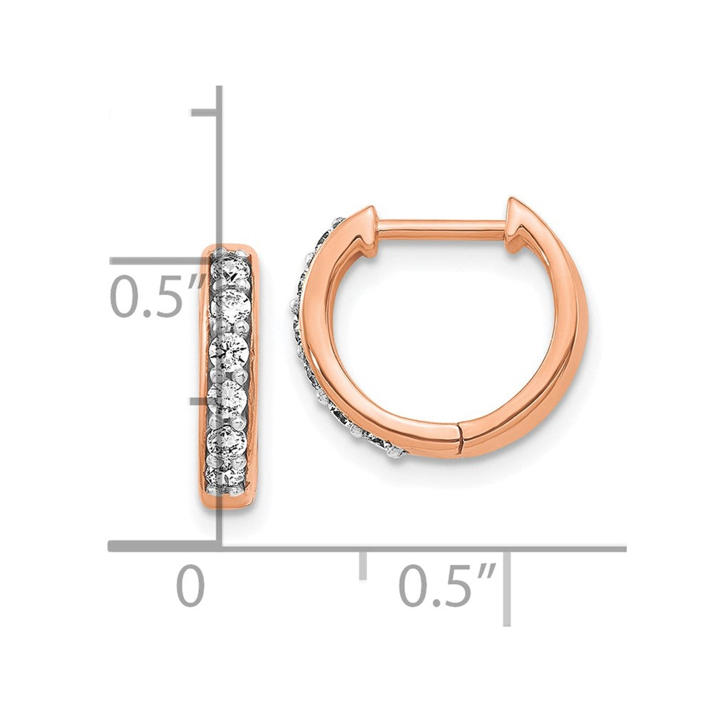 14k Rose Gold Diamond Hinged Hoop Earrings
