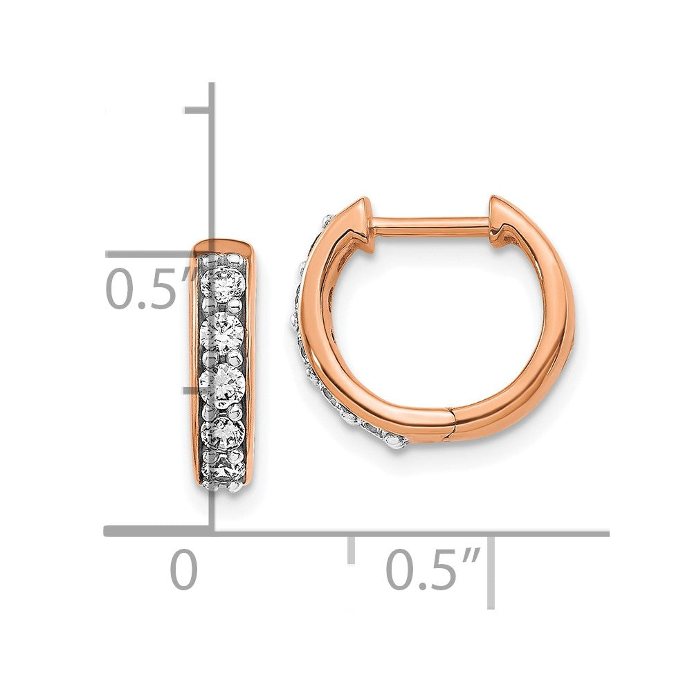 14k Rose Gold Diamond Hinged Hoop Earrings
