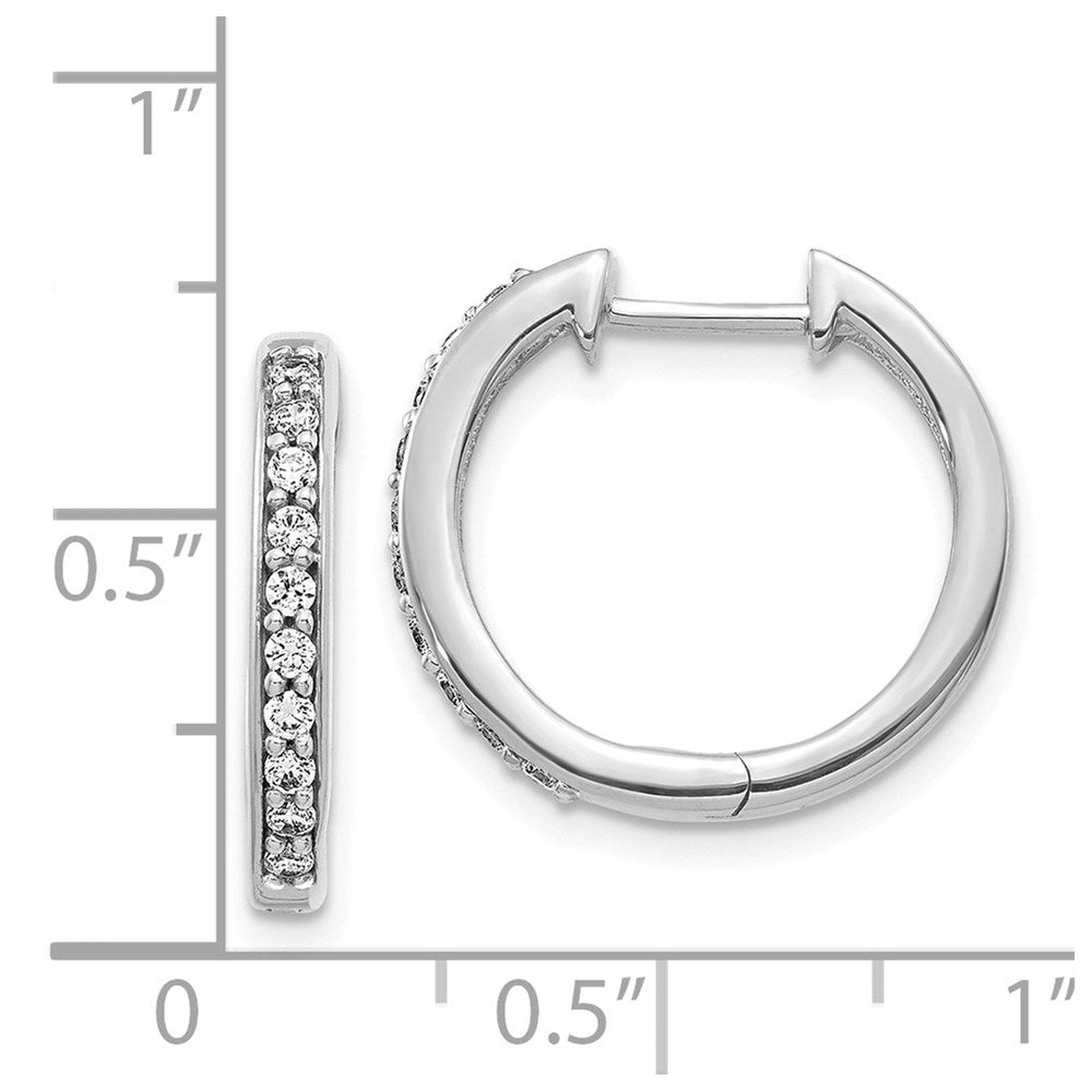 14k White Gold Diamond Hinged Hoop Earrings