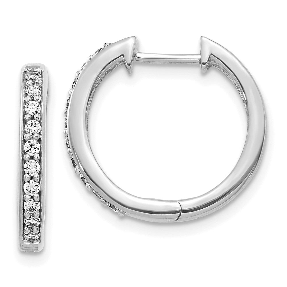 14k White Gold Diamond Hinged Hoop Earrings