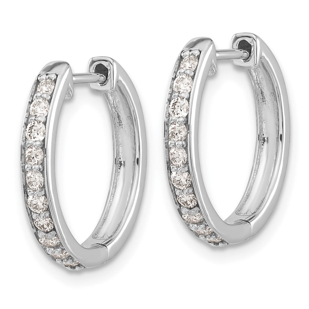 14k White Gold Diamond Hinged Hoop Earrings