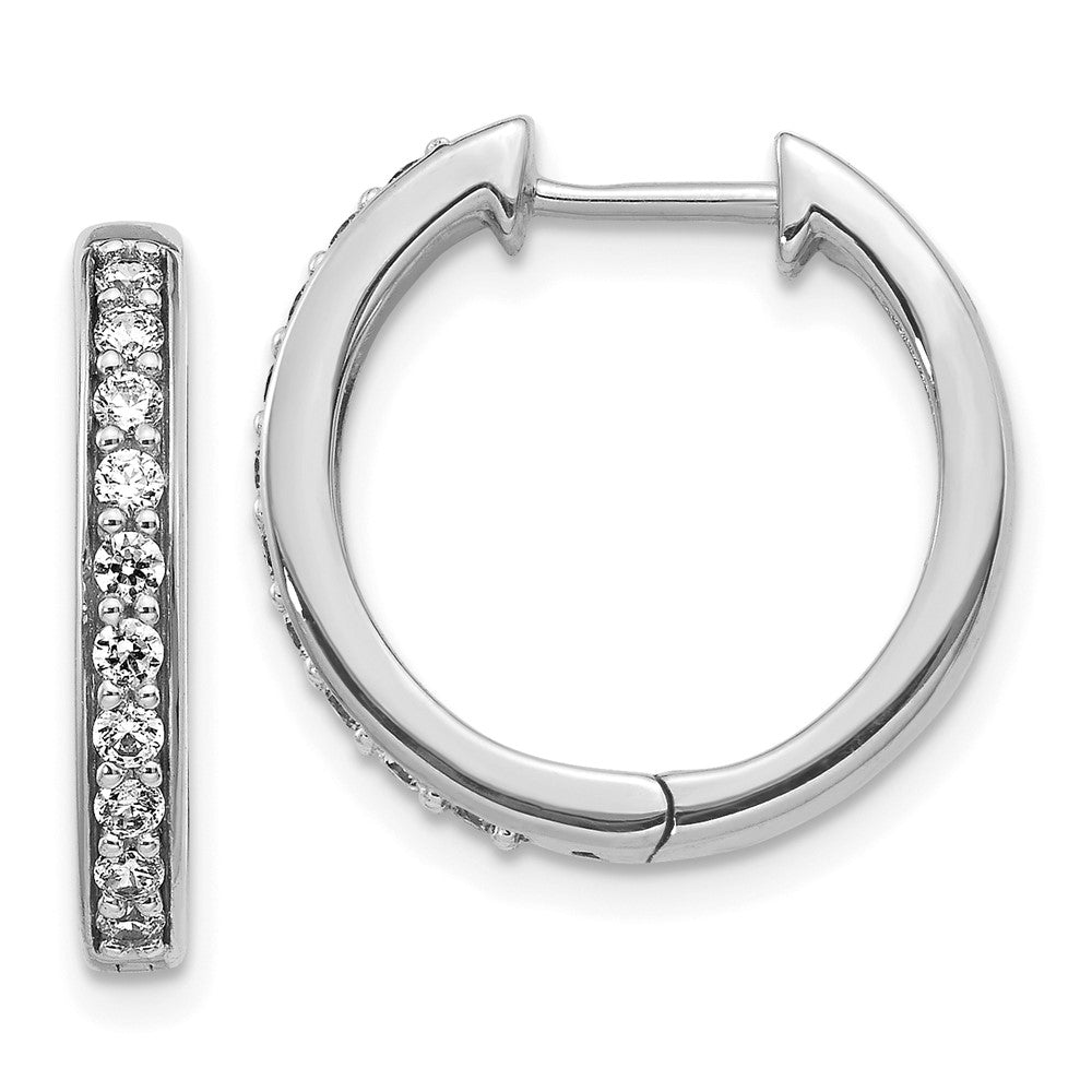 14k White Gold Diamond Hinged Hoop Earrings