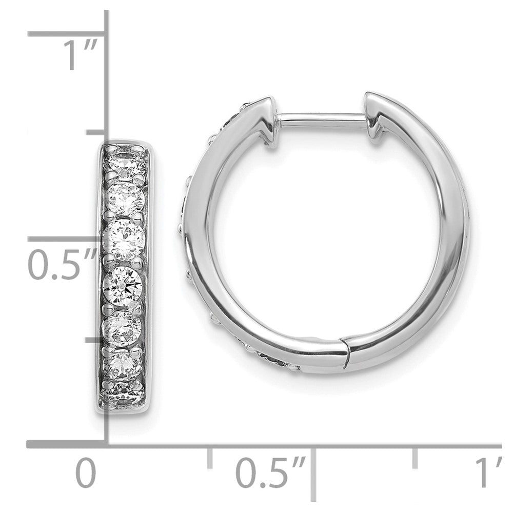10k White Gold Diamond Hinged Hoop Earrings