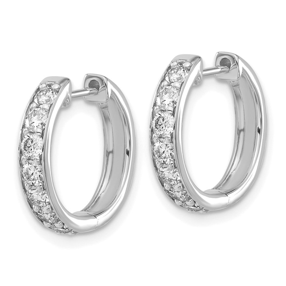 14k White Gold Diamond Hinged Hoop Earrings