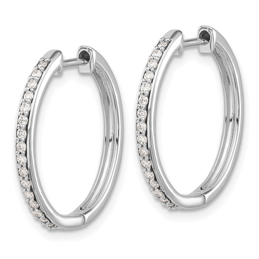 10k White Gold Diamond Hinged Hoop Earrings