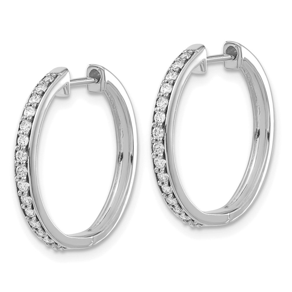 10k White Gold Diamond Hinged Hoop Earrings