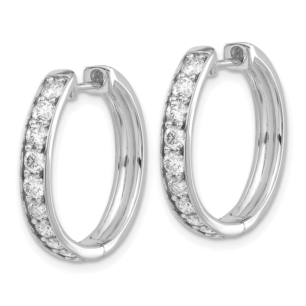 14k White Gold Diamond Hinged Hoop Earrings