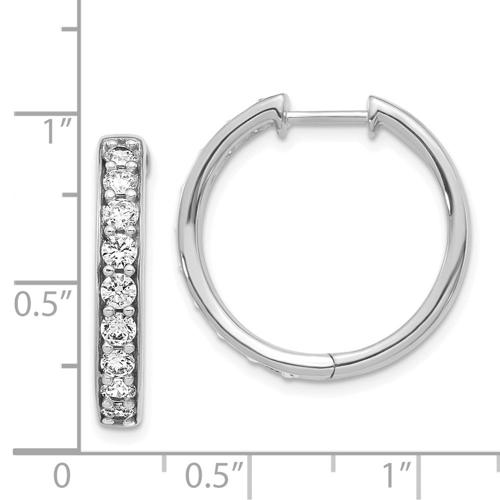 14k White Gold Diamond Hinged Hoop Earrings