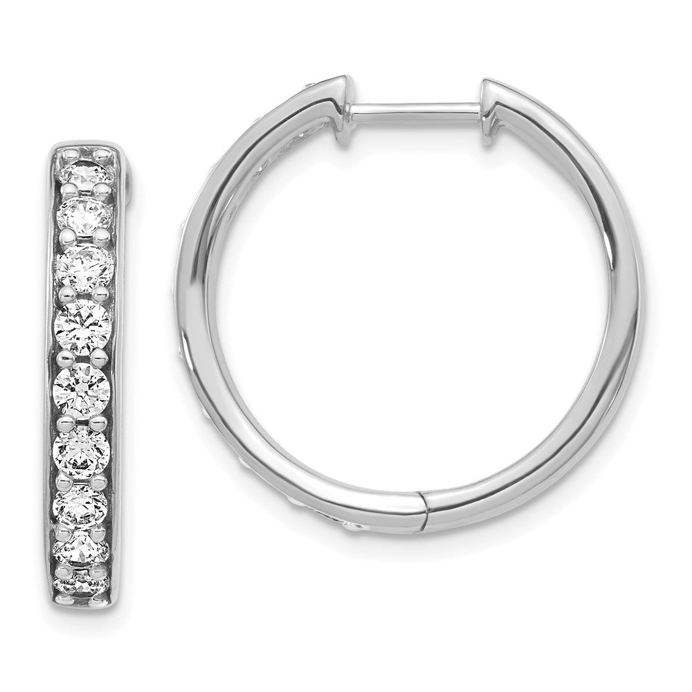 14k White Gold Diamond Hinged Hoop Earrings