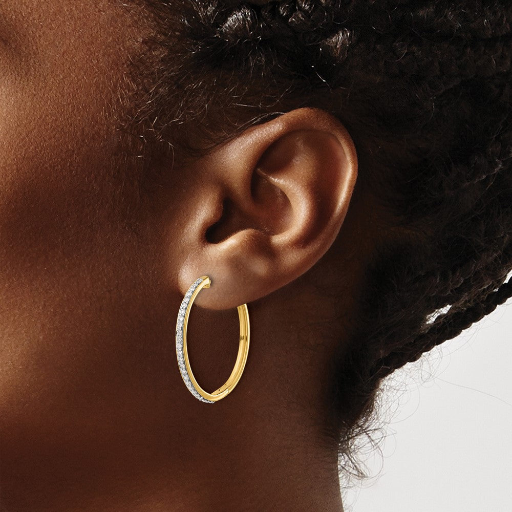 14k Diamond Hinged Hoop Earrings