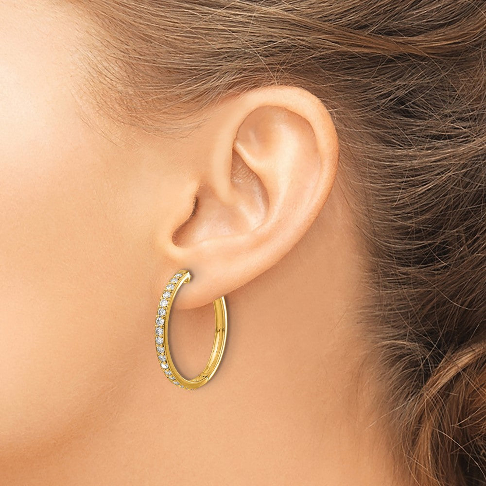 14k Diamond Hinged Hoop Earrings