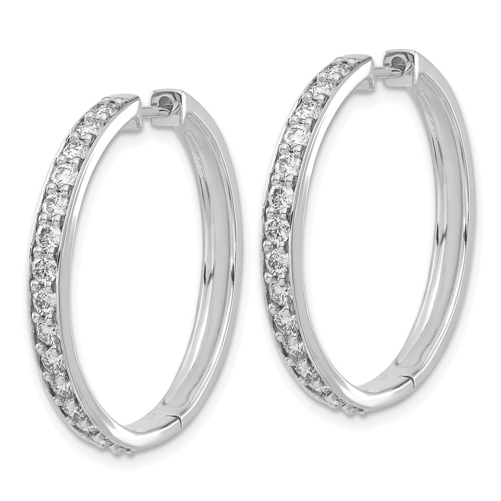 14k White Gold Diamond Hinged Hoop Earrings