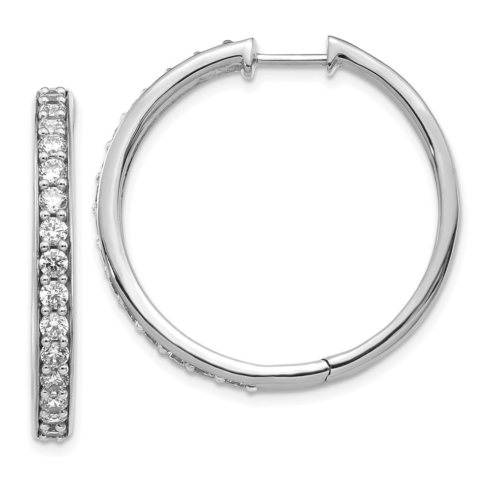 14k White Gold Diamond Hinged Hoop Earrings