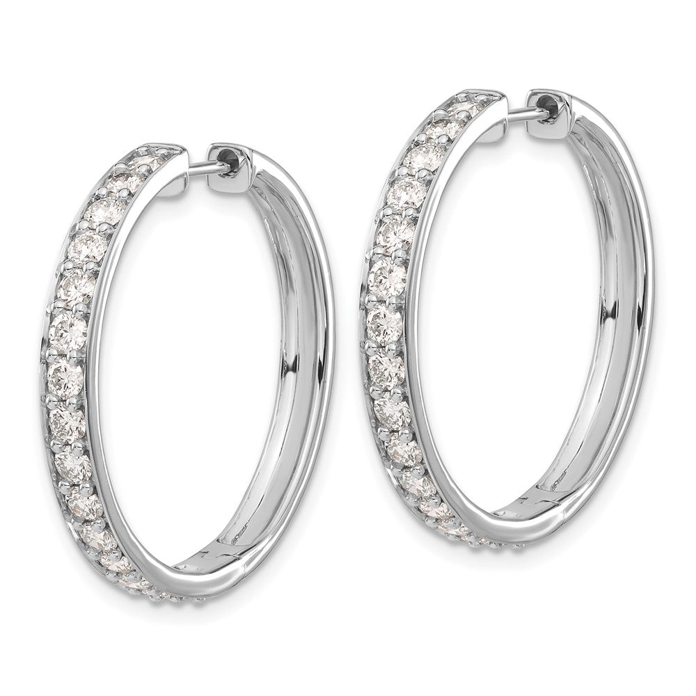 14k White Gold Diamond Hinged Hoop Earrings