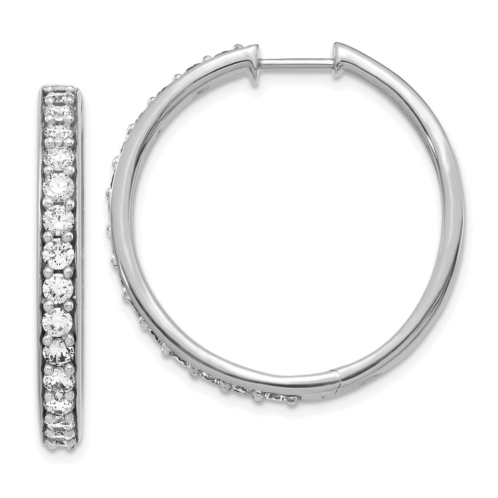 14k White Gold Diamond Hinged Hoop Earrings