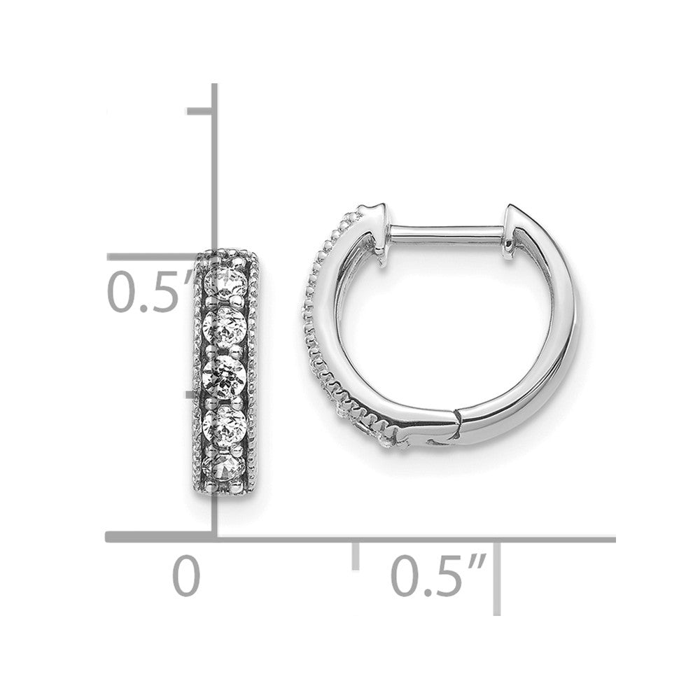 10k White Gold Diamond Milgrain Hinged Hoop Earrings