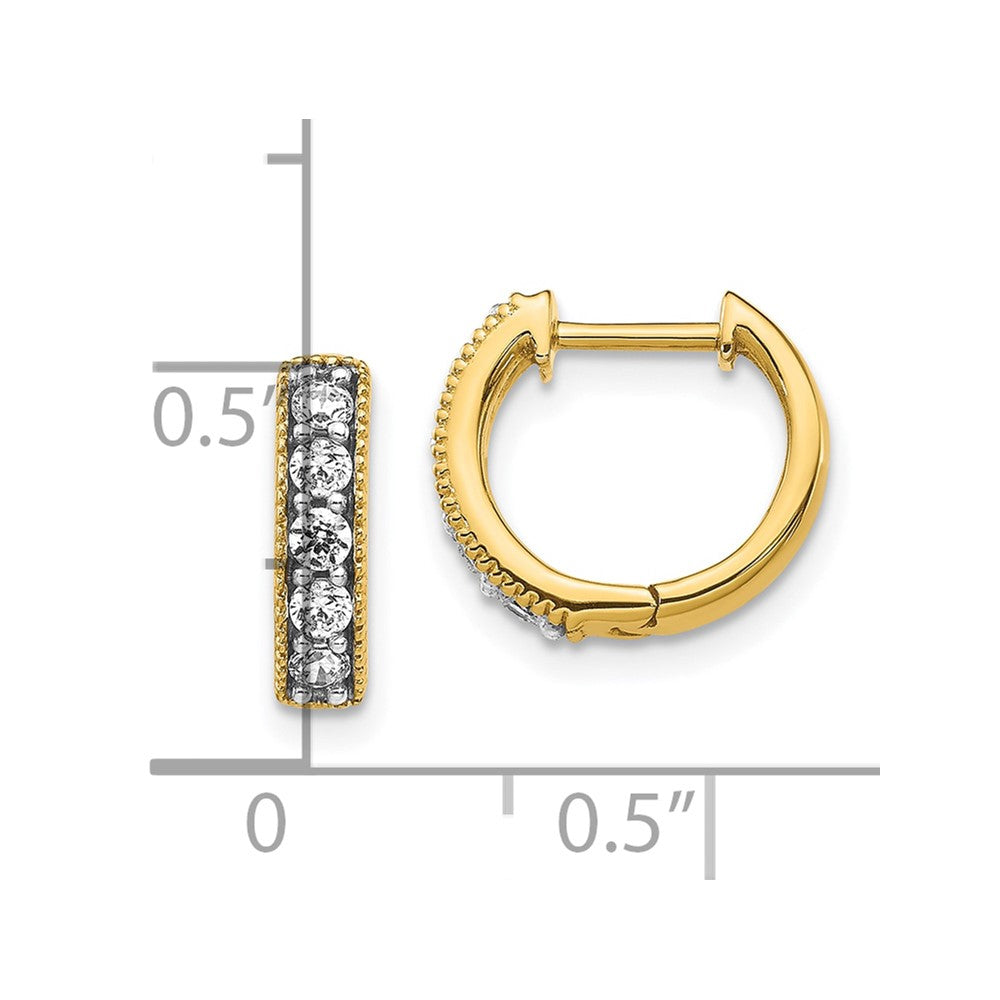 10k Yellow Gold Diamond Milgrain Hinged Hoop Earrings