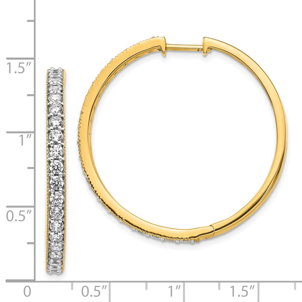14k Yellow Gold Diamond Milgrain Hinged Hoop Earrings