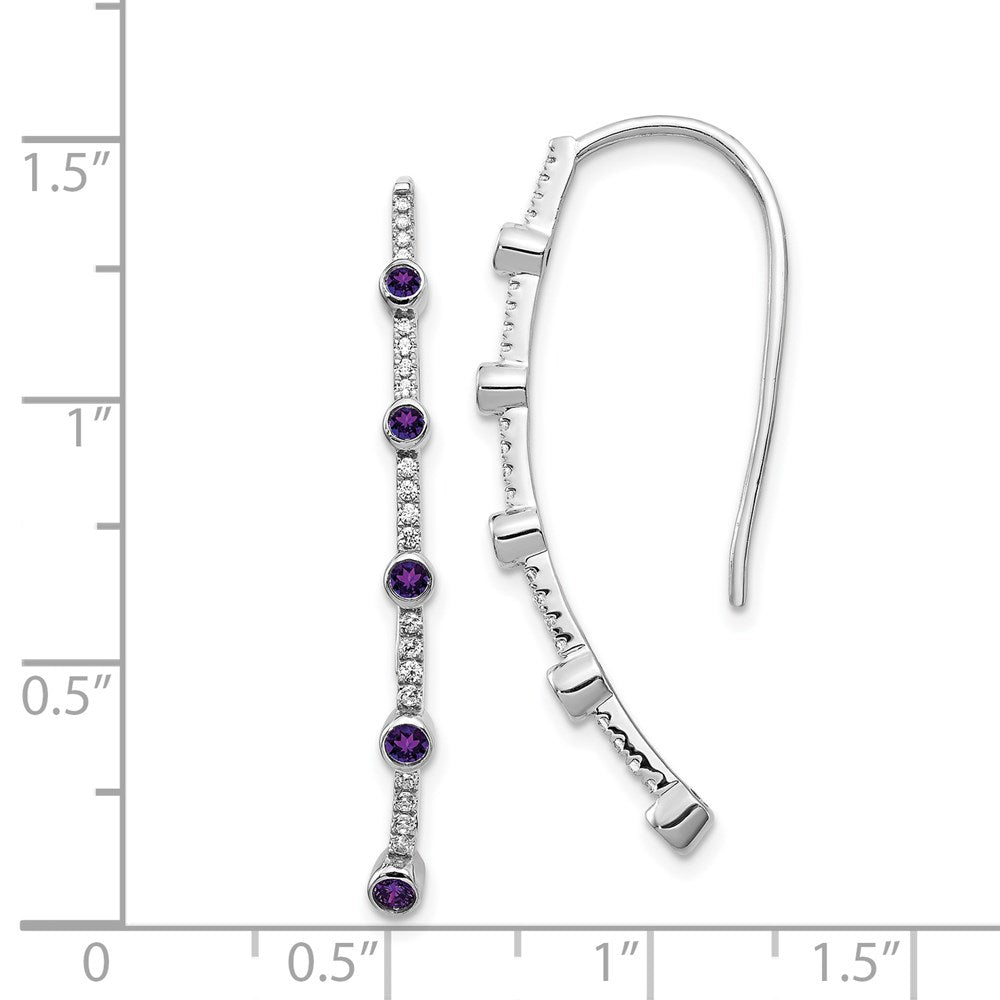 14k White Gold Diamond and Amethyst Earrings