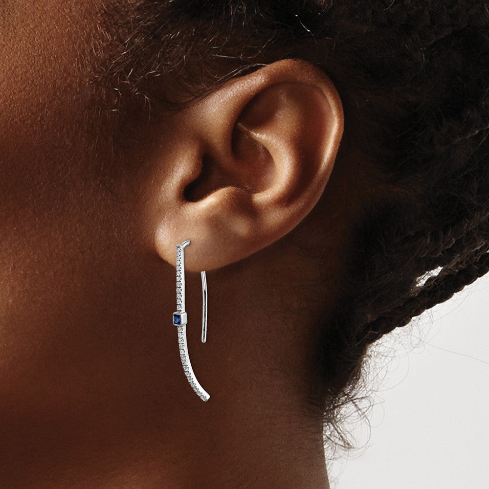 14k White Gold Diamond and Sapphire Earrings