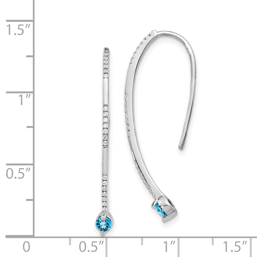 14k White Gold Diamond and Blue Topaz Earrings