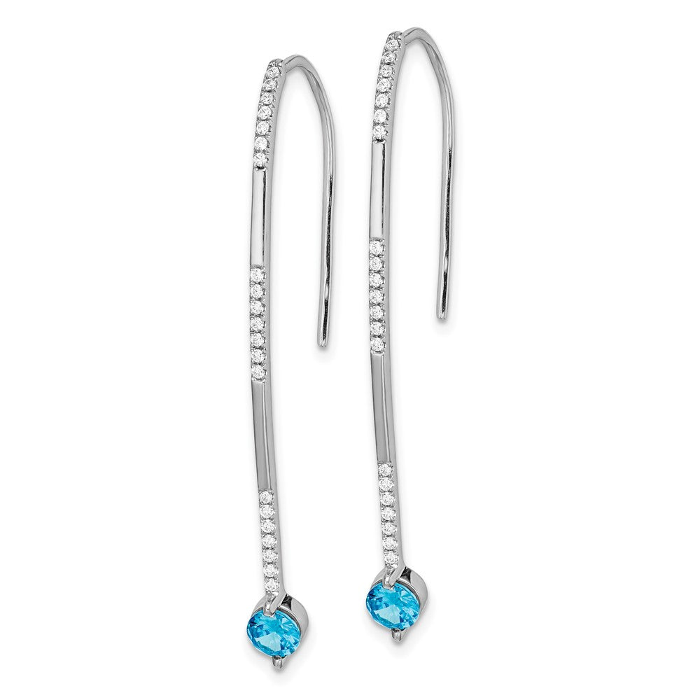 14k White Gold Diamond and Blue Topaz Earrings