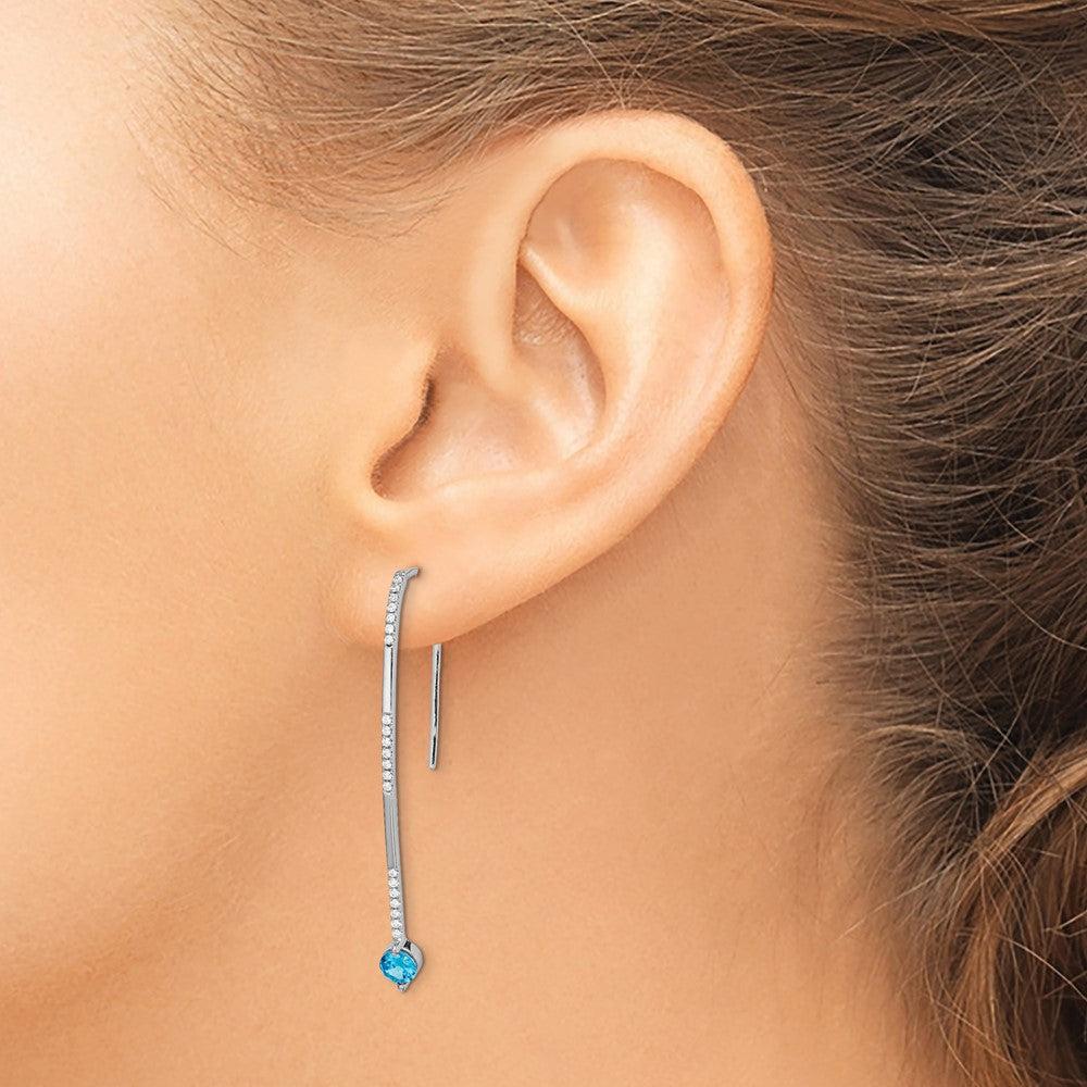 14k White Gold Diamond and Blue Topaz Earrings