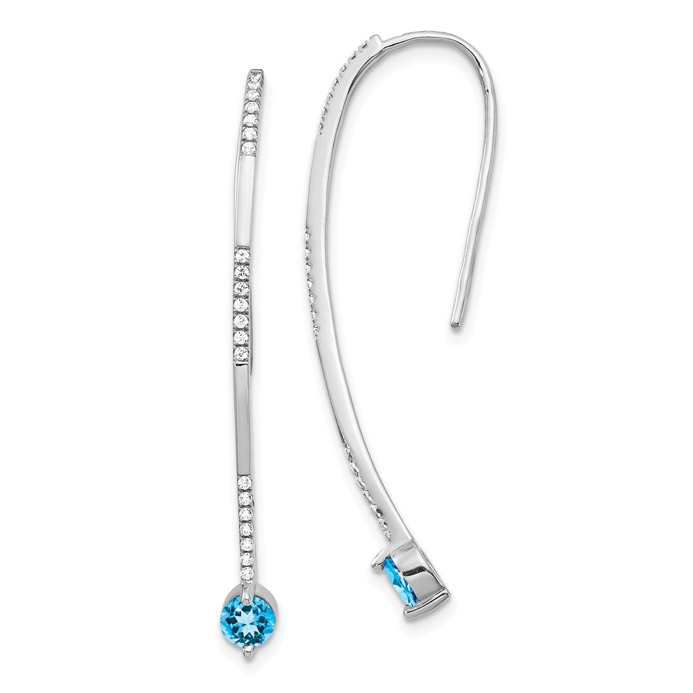 14k White Gold Diamond and Blue Topaz Earrings