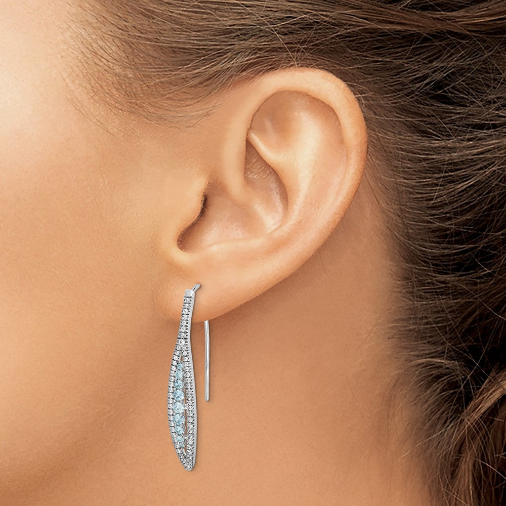14k White Gold Diamond and Aquamarine Earrings