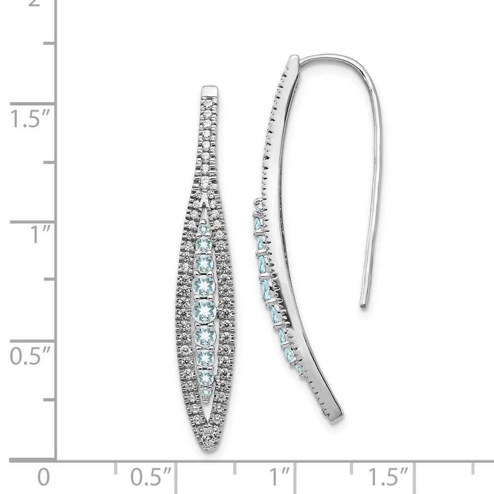 14k White Gold Diamond and Aquamarine Earrings