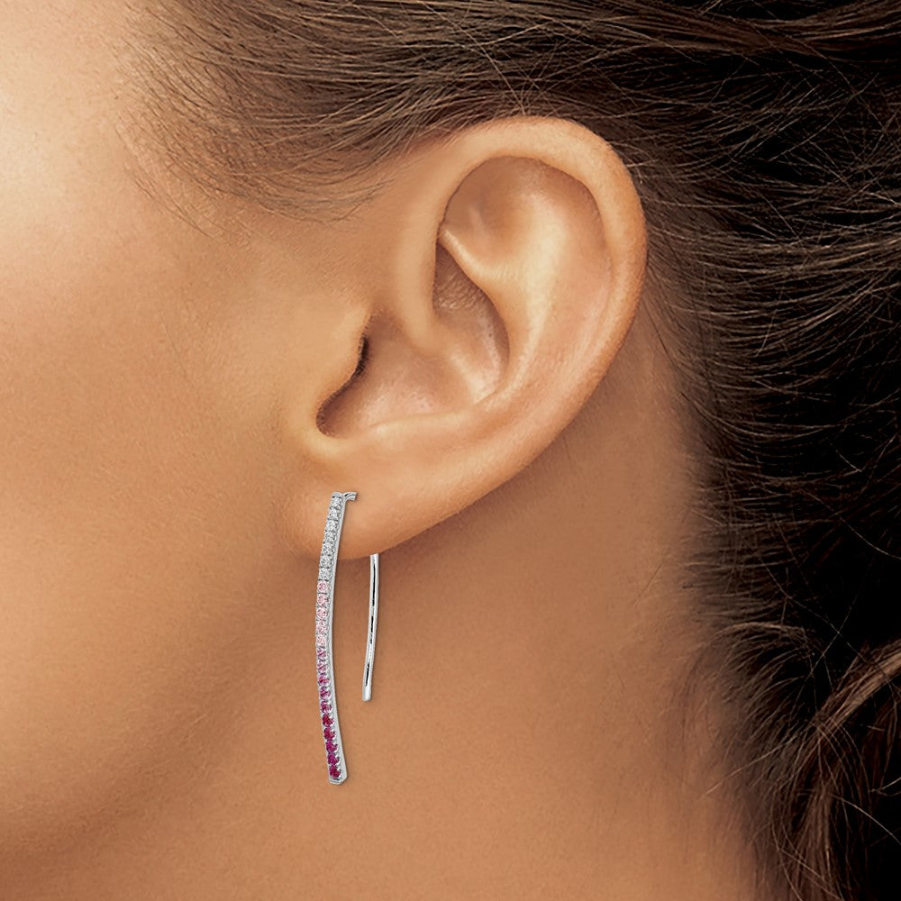 14k White Gold Diamond and Pink Sapphire Earrings