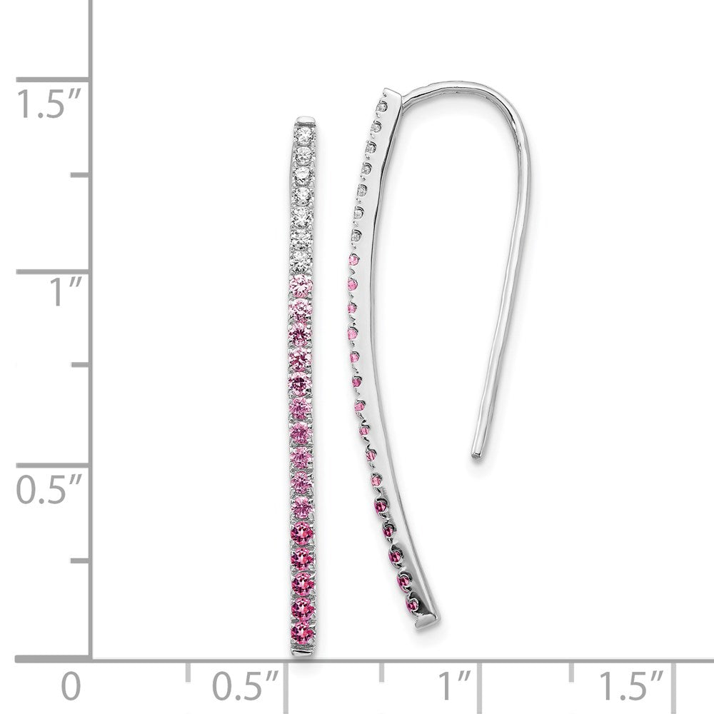 14k White Gold Diamond and Pink Sapphire Earrings