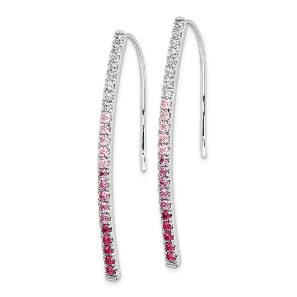 14k White Gold Diamond and Pink Sapphire Earrings