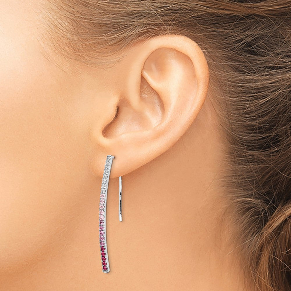 14k White Gold Diamond and Pink Sapphire Earrings