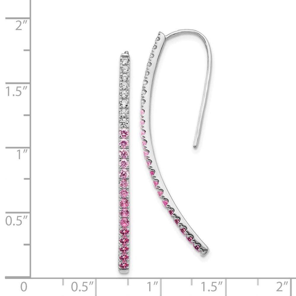14k White Gold Diamond and Pink Sapphire Earrings