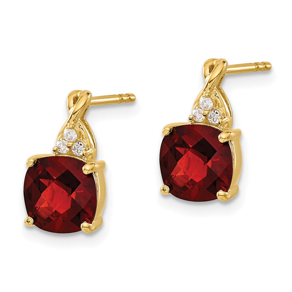 14k Checkerboard Garnet and Diamond Earrings