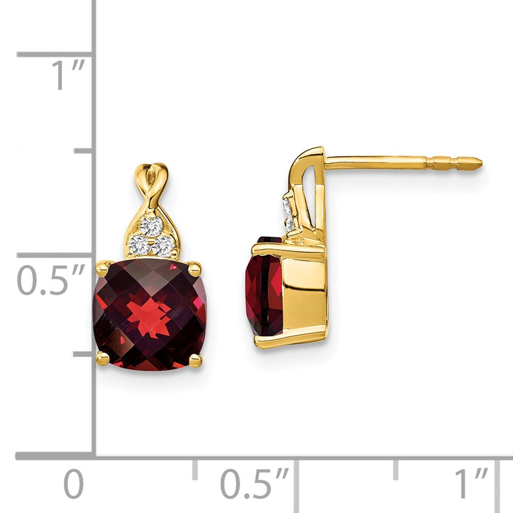 14k Checkerboard Garnet and Diamond Earrings