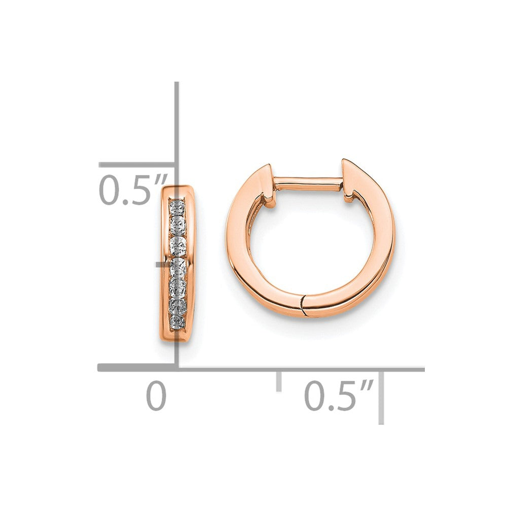 10k Rose Gold Polished Diamond Hinged Hoop Earrings