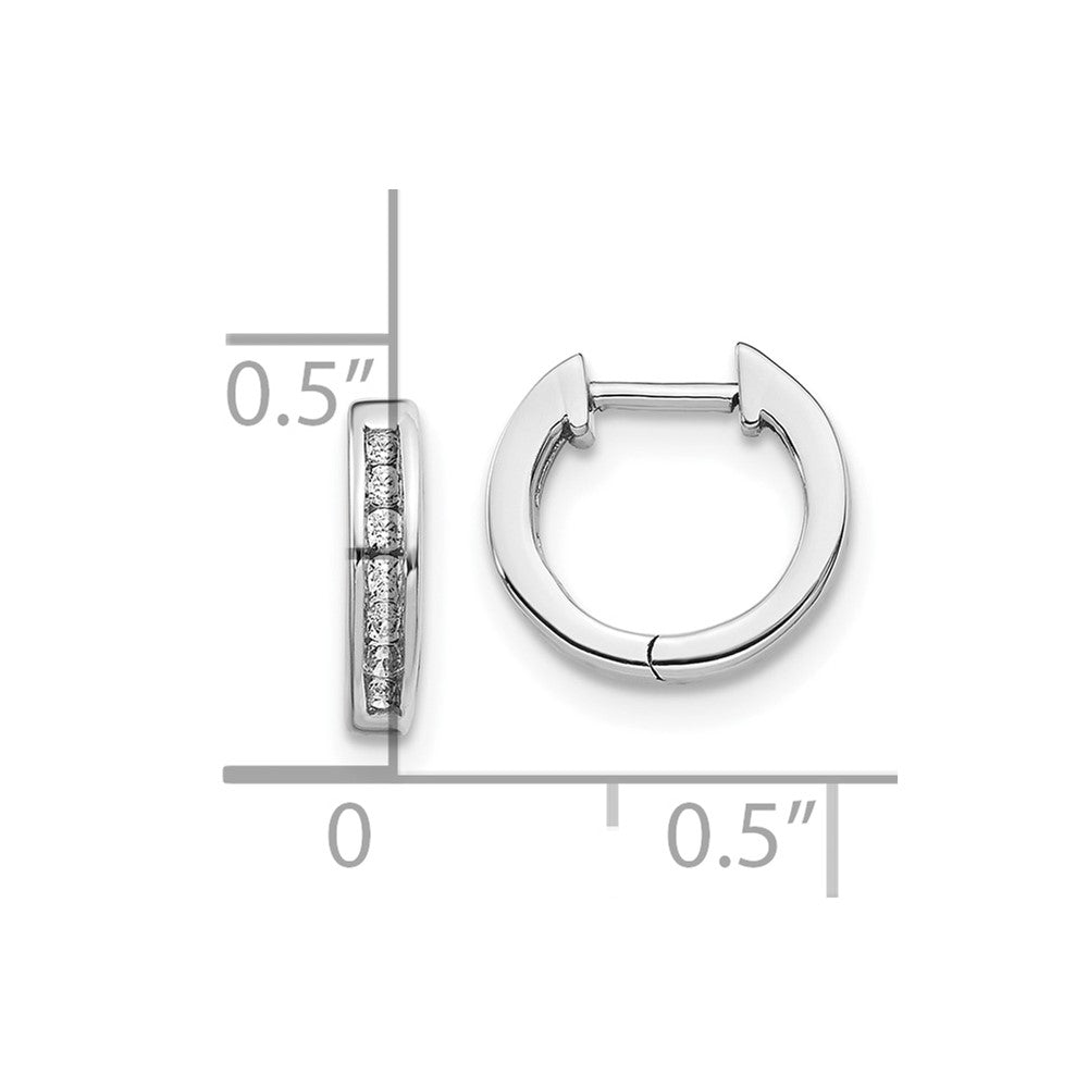 10k White Gold Diamond Hinged Hoop Earrings
