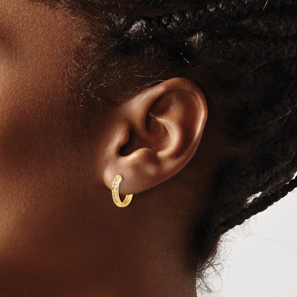 14k Diamond Hinged Hoop Earrings