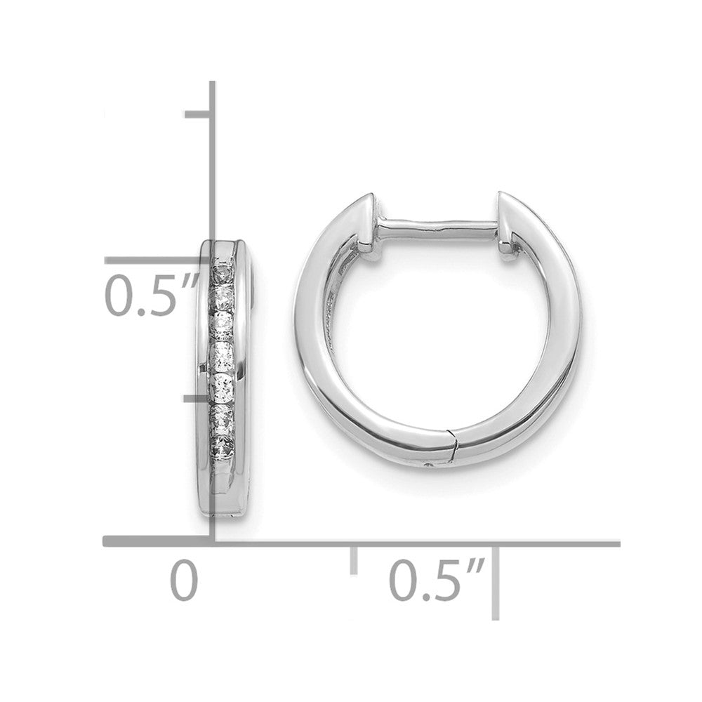 10k White Gold Diamond Hinged Hoop Earrings