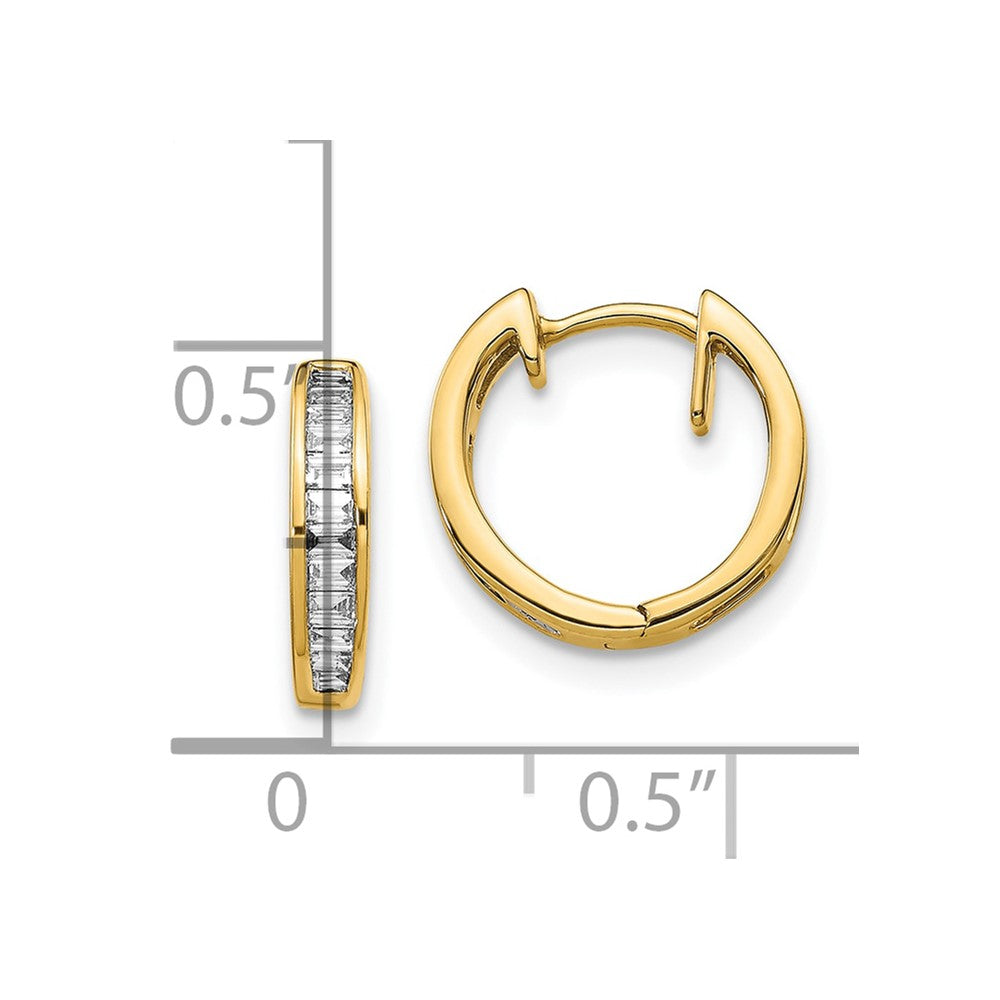 10k Baguette Diamond Hinged Hoop Earrings
