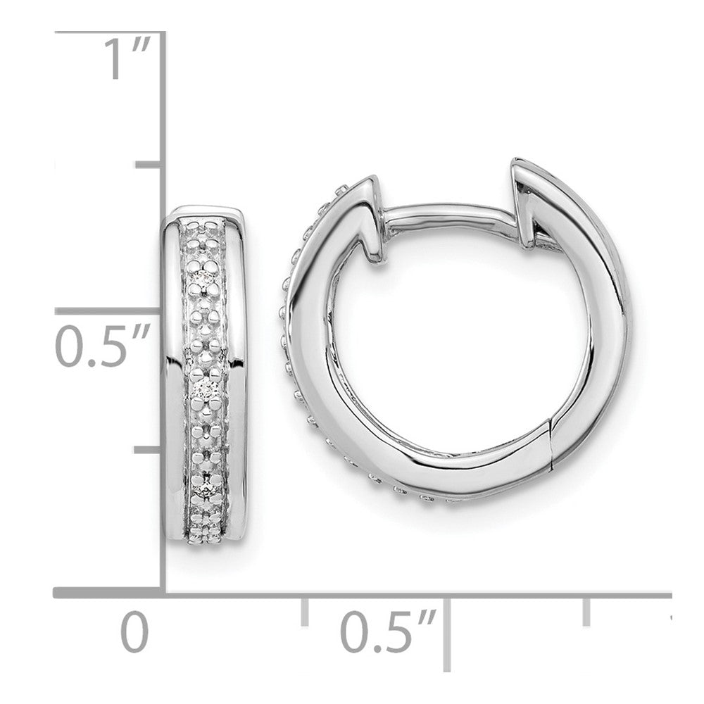 14k White Gold Diamond Complete Hinged Hoop Earrings