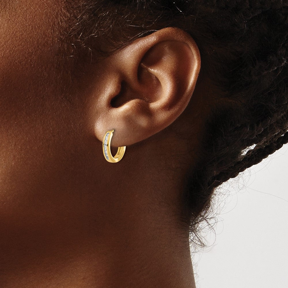 14k Diamond Hinged Hoop Earrings