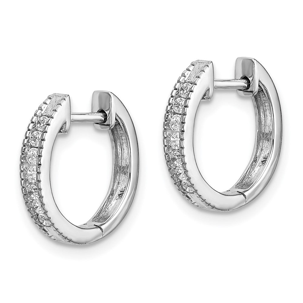14k White Gold Diamond Hinged Hoop Earrings