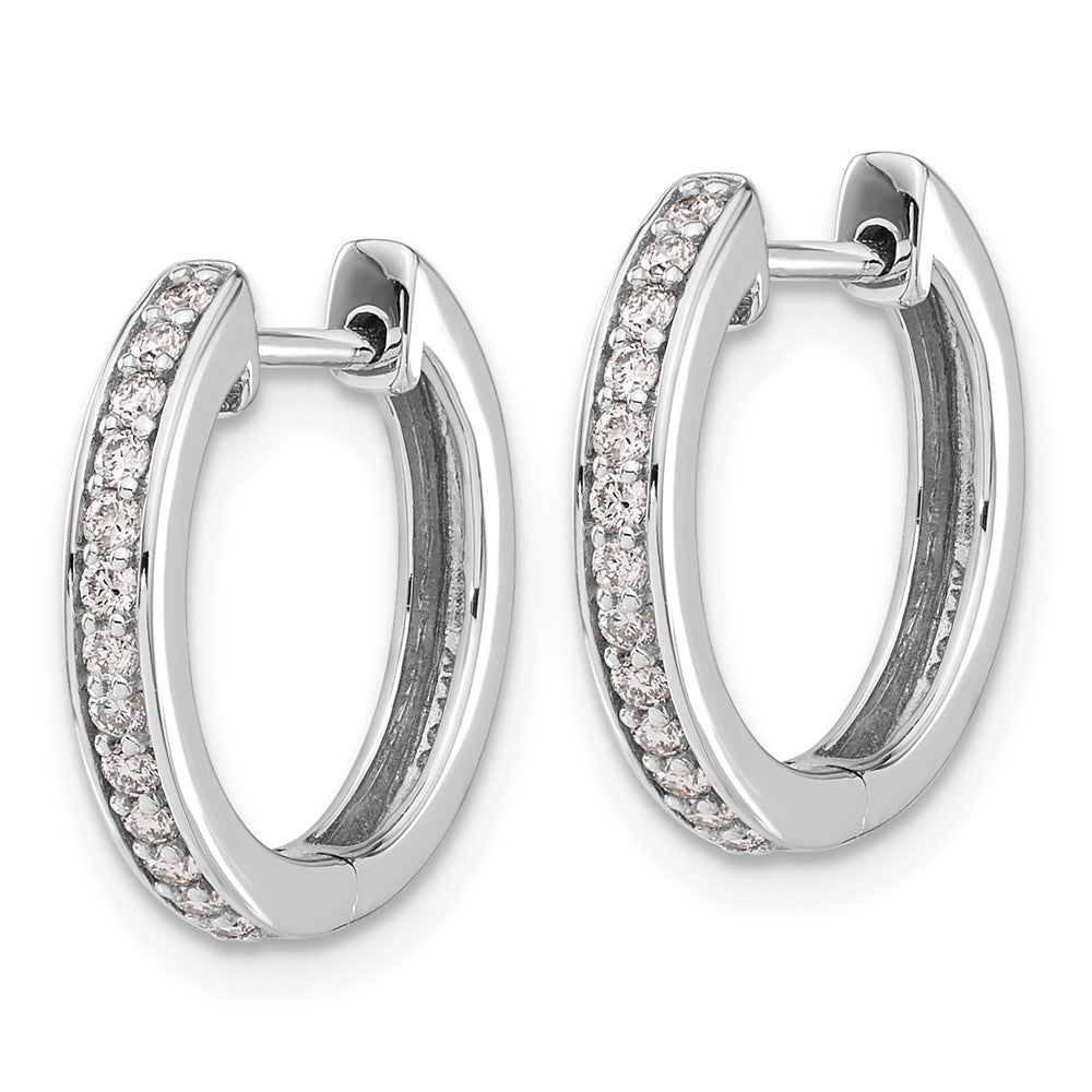14k White Gold Diamond Complete Hinged Hoop Earrings