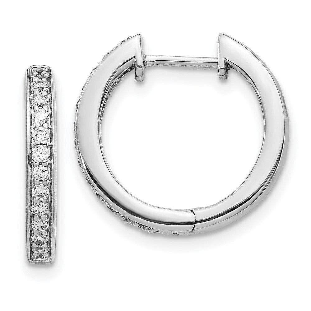 14k White Gold Diamond Complete Hinged Hoop Earrings