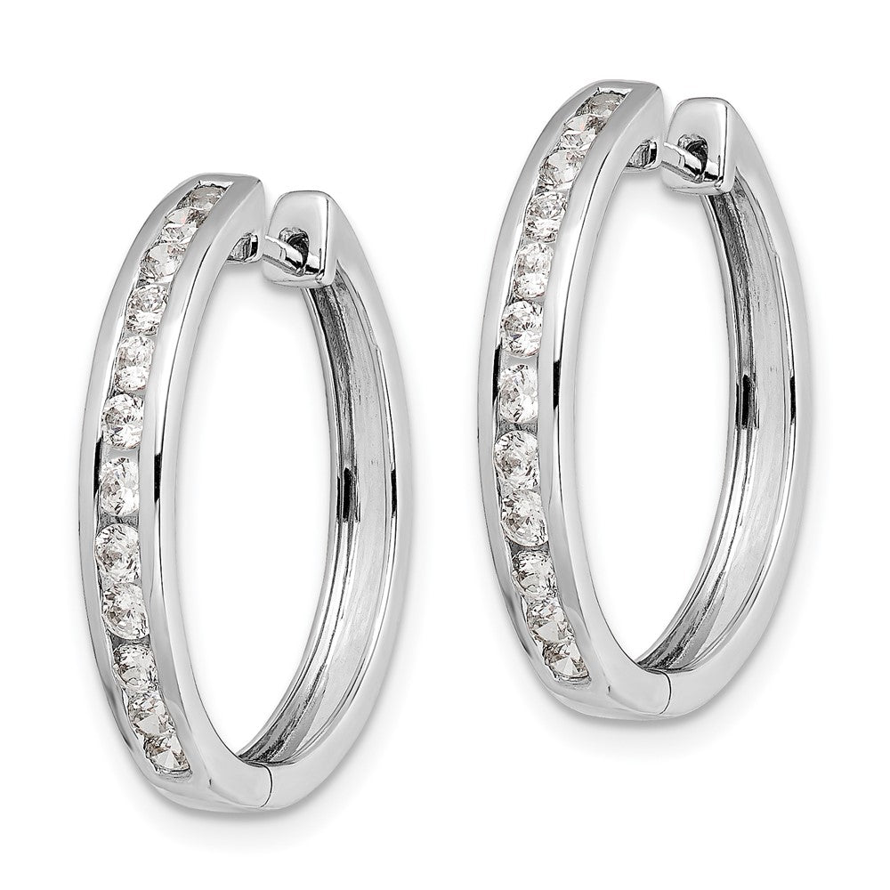 14k White Gold Diamond Hinged Hoop Earrings