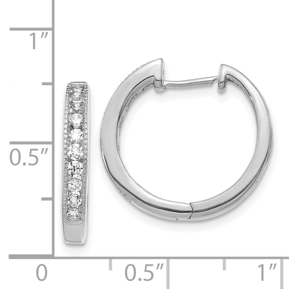 14k White Gold Diamond Hinged Hoop Earrings