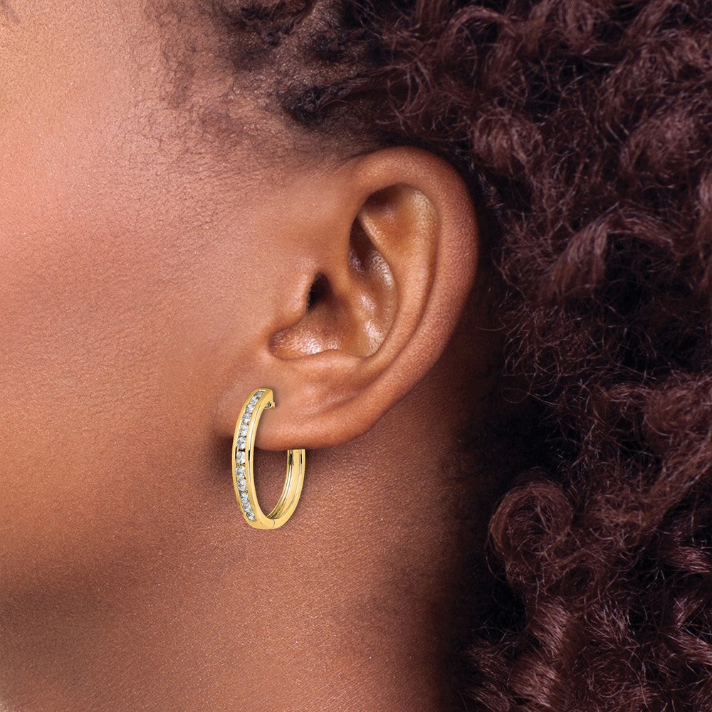 14k Diamond Hinged Hoop Earrings